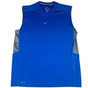 Nike Tank Top Mens XL Dri-FIT Sleeveless Training Shirt Blue Grey Mesh Athletic